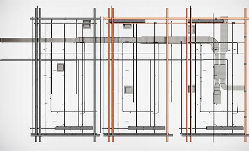 Modern Duct Ceiling Duct Pass Duct Exhaust Pipe 3d model