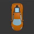 Orange Sports Car 3D Model With Blue Windows And Black Background Reflection 3d model