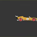 Yellow Convertible Sports Car Featuring Red Stripes Number 11 Blue Spoiler Red Wheels Brown Seats