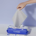 Hand Pulling Soft Textured Disposable Wipes From Cartoon Designed Pack For Daily Use 3d model