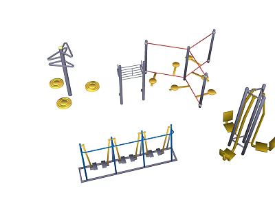Outdoor Sports Equipment Collection With Climbing Frames Swings And Parallel Bars 3d model