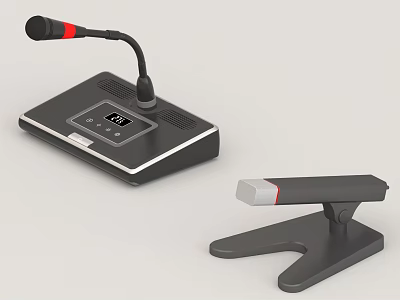 Computer Microphone System With Digital Display And Desktop Stand Accessory 3d model