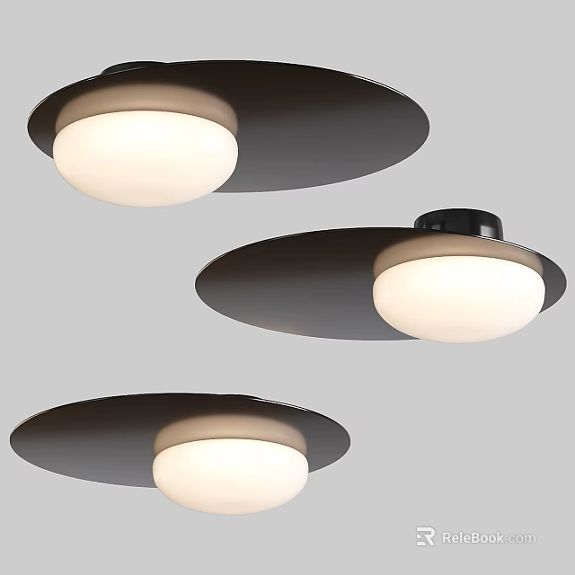 Modern Black Base Ceiling Lights With White Lampshade For Home Interior Design 3d model