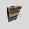 Dark Brown Wooden Window Blinds With Adjustable Slats And Control Cords