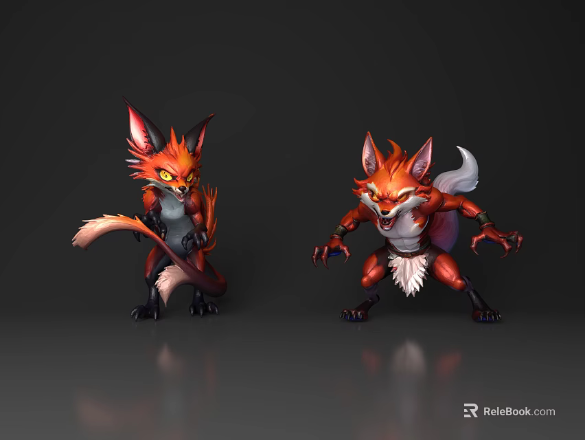 Red Fox 3D Character Models With Anthropomorphic Features And Dynamic Poses 3d model 