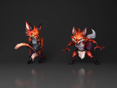 Red Fox 3D Character Models With Anthropomorphic Features And Dynamic Poses 3d model