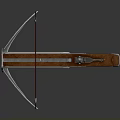 Wooden And Metal Crossbow With Mechanical Parts Red String And Crafted Design