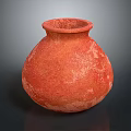Red Pottery Sculpture with Rough Textured Surface and Classic Handcrafted Design