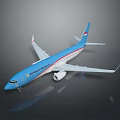 Blue Model Airplane With Red White Stripes Detailed Wings And Landing Gear