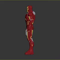 Iron Man Red And Gold Figure Standing With Blue Chest Energy Core On Gray Background