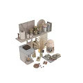 Modern Tableware Set with Kettle Coffee Machine Storage Jars Mugs and Decorative Plants
