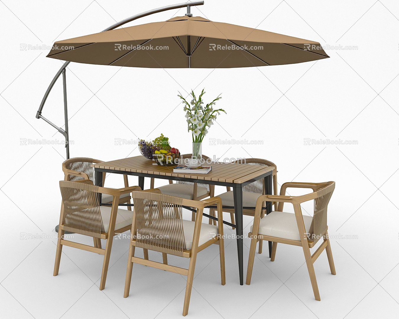 Modern Outdoor Table and Chair Outdoor Leisure Table and Chair Sunshade Umbrella Outdoor Table and Chair Leisure Seat 3d model