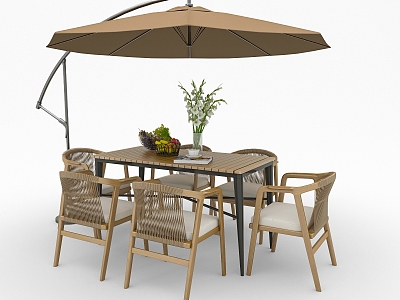 Modern Outdoor Table and Chair Outdoor Leisure Table and Chair Sunshade Umbrella Outdoor Table and Chair Leisure Seat 3d model