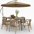 Modern Outdoor Table and Chair Outdoor Leisure Table and Chair Sunshade Umbrella Outdoor Table and Chair Leisure Seat 3d model