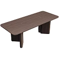 Dark Brown Modern Dining Table With Wide Legs And Minimalist Design