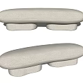 Modern Light Gray Upholstered Sofa Bench With Rounded Design And Sturdy Low Legs 3d model