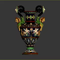 Traditional Decorative Vase With Intricate Dragon Handles And Colorful Ornate Patterns