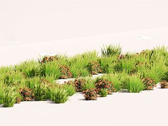 modern shrub flower border plant cluster 3d model