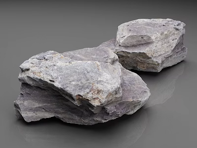 Large Purple And Gray Natural Stacked Rocks With Rough Textured Surfaces 3d model