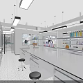 Modern Laboratory Interior Design With Open Layout Lab Benches Stools And Windows 3d model