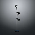 Sleek Black Floor Lamp With Three Adjustable Lights And Modern Design 3d model
