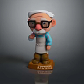 Cartoon Man With White Hair Mustache Wearing Glasses And Blue Apron On Base FLINNFAIR Sign