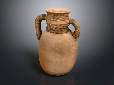 Rustic Clay Pot With Woven Handles And Earthy Brown Finish For Decor 3d model