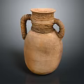 Rustic Clay Pot With Woven Handles And Earthy Brown Finish For Decor