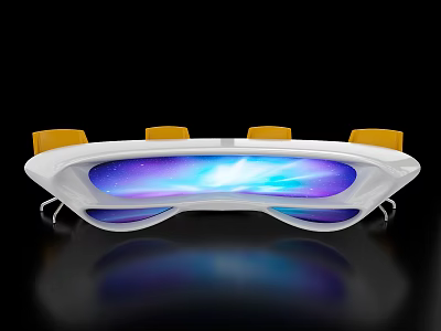 Innovative White Lighting Fixture With Yellow Accents And Blue Purple Glow Effect 3d model