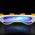 Innovative White Lighting Fixture With Yellow Accents And Blue Purple Glow Effect