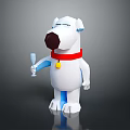 Cartoon White Dog Wearing Red Collar With Yellow Bell Holding Wine Glass On Dark Background