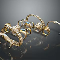 Elegant Modern Luxury Gold Jewelry Accessories Including Rings And Bracelets With Blue Stones