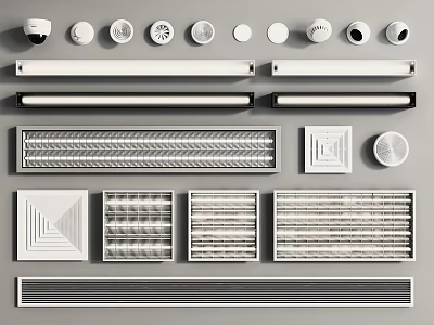 Various Grille Lights Featuring Different Design Patterns And Ceiling Mount Shapes 3d model