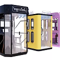Musical Instruments And Art Supplies In Colorful Soundproof Booths For Creative Activities