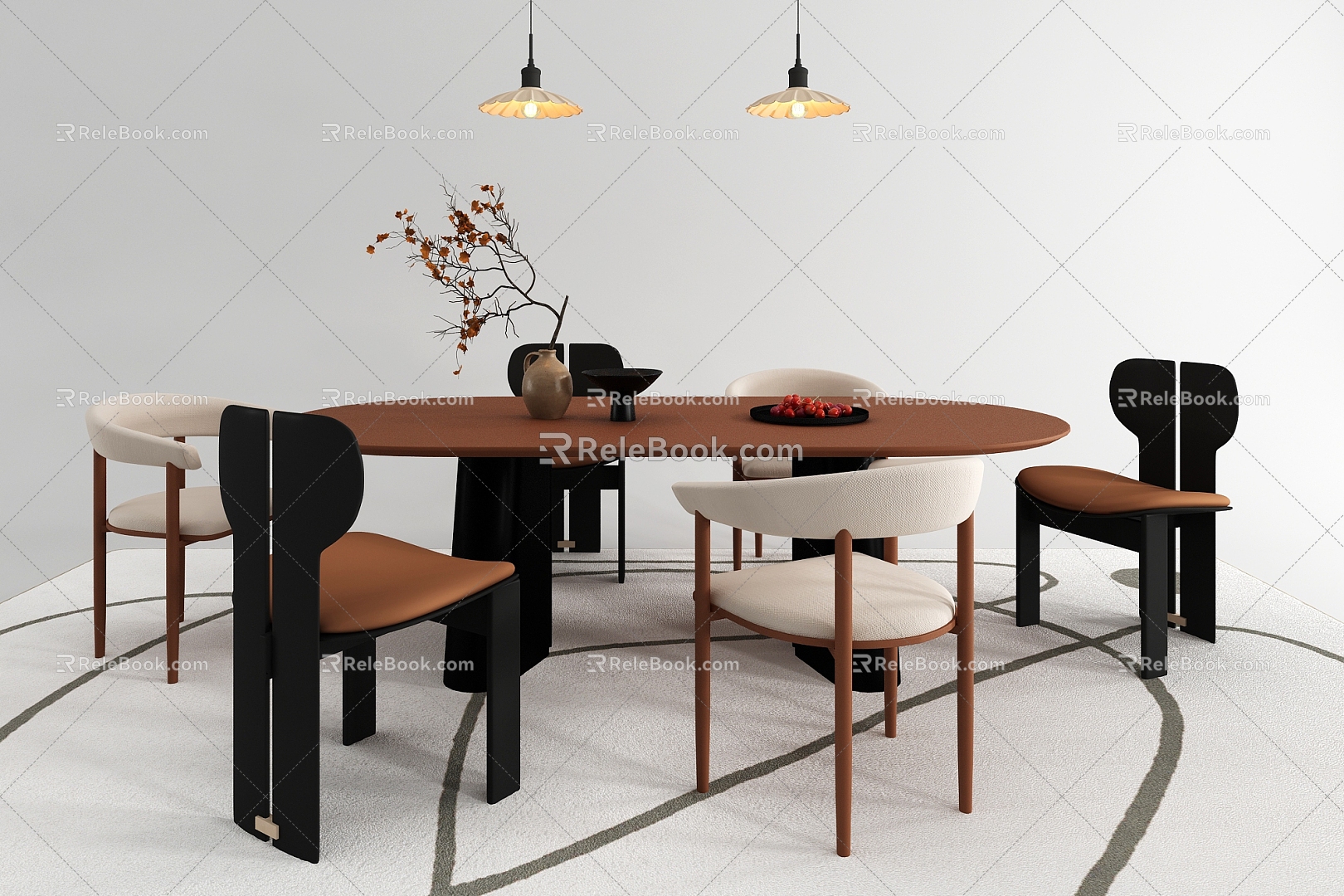 Modern Dining Table and Chair 3d model