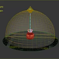 Orange Floating Daily Life Product With Spiral Trails And Yellow Striped Circular Base