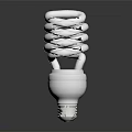 Spiral Shaped White Energy Saving Light Bulb With Reflective Base On Dark Background 3d model
