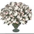 Elegant Glass Vase With White And Pink Roses And Fresh Green Leaves