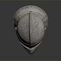 Medieval Knight Helmet With Metal Construction Protective Design And Shiny Decorative Engraved Patterns