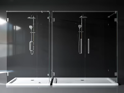 Modern SPA Sauna Glass Shower Enclosures With Transparent Doors Silver Showerheads And White Bases 3d model