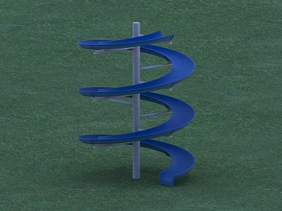 Blue Spiral Playground Slide Equipment Design For Outdoor Grass Area 3d model