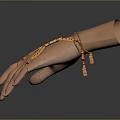 Elegant Golden Hand Jewelry With Bracelet And Finger Chain Decorations