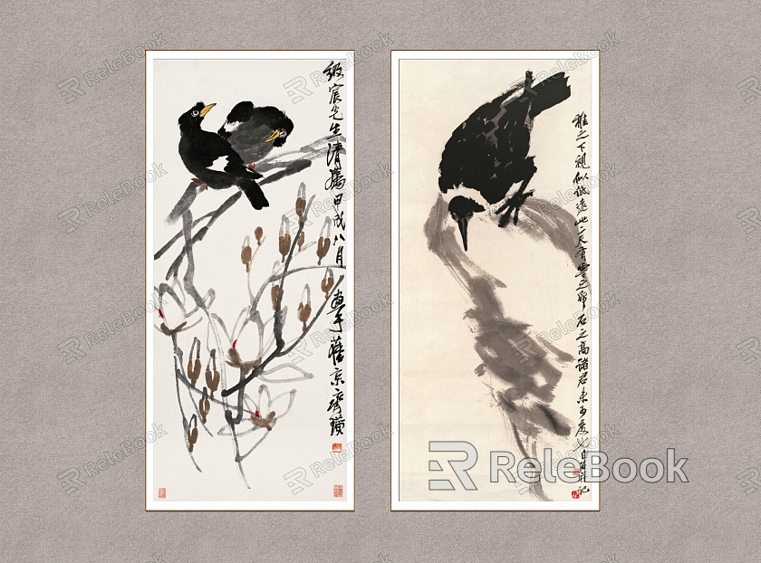 New Chinese Animal Painting Qi Baishi starling model