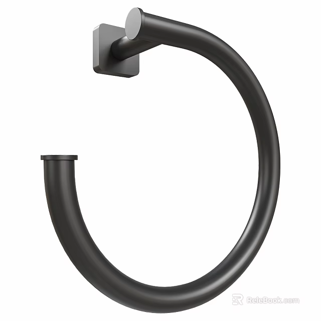 Black Metal Towel Ring Wall Mounted Modern Design Bathroom Accessory 3d model