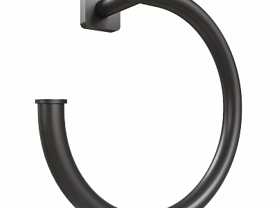 Black Metal Towel Ring Wall Mounted Modern Design Bathroom Accessory 3d model