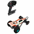 Electric Toy Racing Car With Remote Control Orange White Stripes And Large Wheels