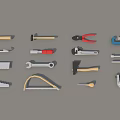 Various Industrial Tools Collection Featuring Hammers Pliers Wrenches Saws And Clamps