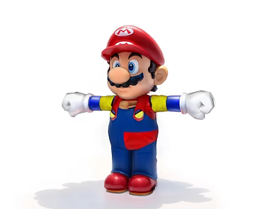 Super Mario Character Doll With Red Hat Blue Overalls Yellow Sleeves And Red Shoes 3d model