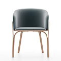 Modern Dark Gray Upholstered Leisure Chair with Rose Gold Metal Legs