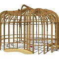 Wooden Pergola With Arc Top Frame Structure For Outdoor Garden Use